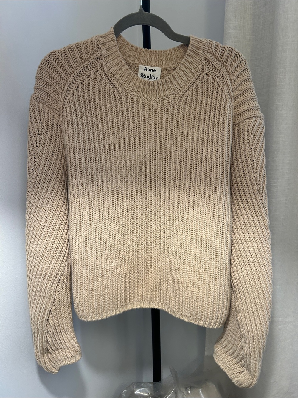 Acne Studios Beige Ribbed Crewneck Sweater